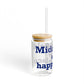 Middlefield is My Happy Place Glass Can with Straw and Lid, 16oz