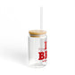 I Heart BRPT Glass Can with Straw and Lid, 16oz