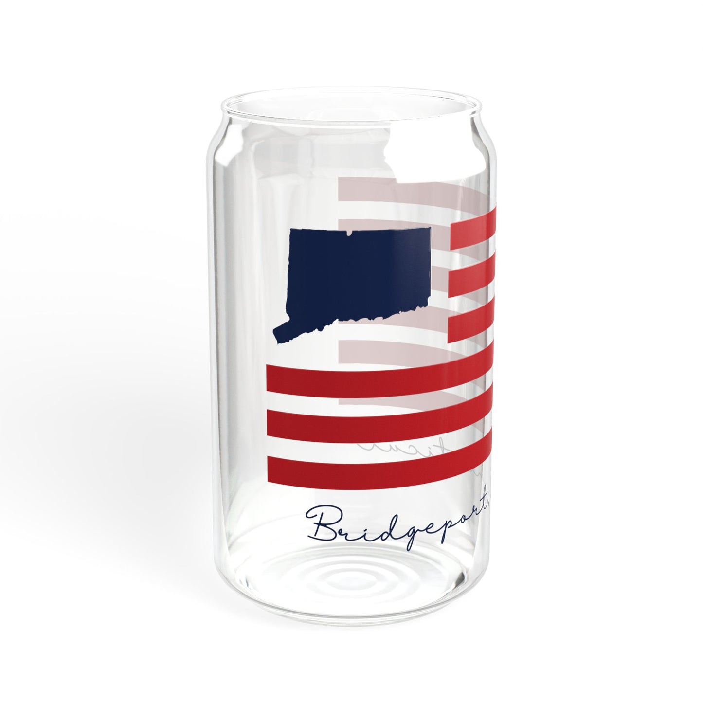 Bridgeport Connecticut Flag Sipper Glass, 16oz