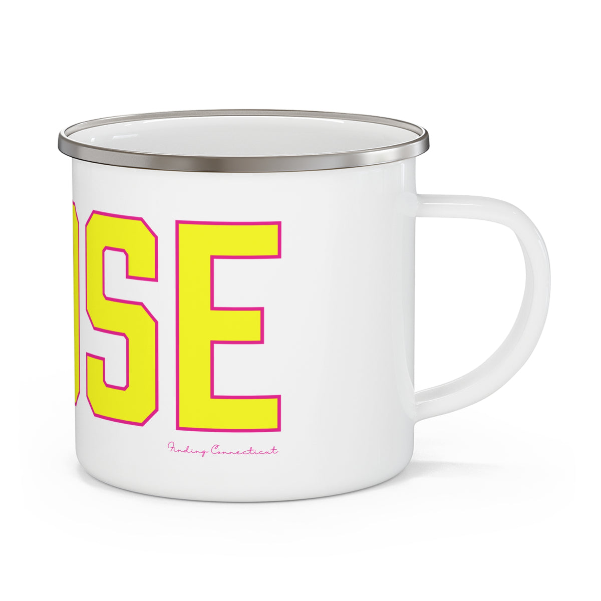 Goose Zip Code Yellow & Pink Enamel Camping Mug
