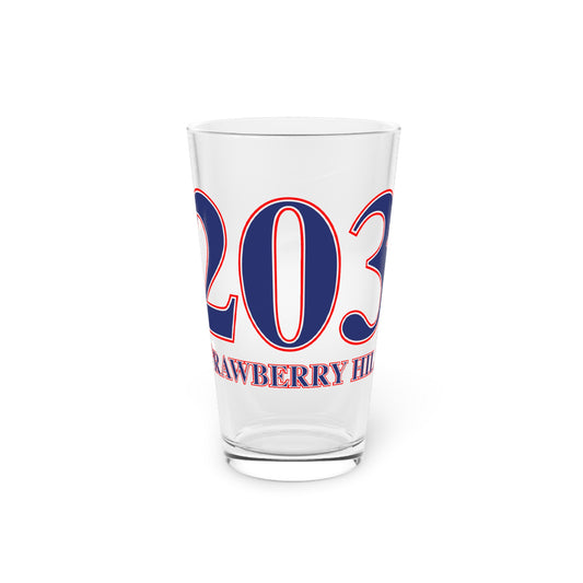 203 Strawberry Hill Red, White & Blue Pint Glass, 16oz