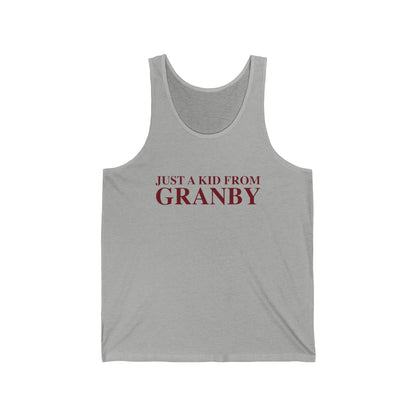 Just a kid from Granby Unisex Jersey Tank Top