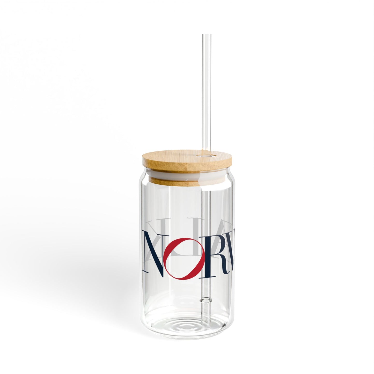 41 Tilt Norwalk Glass Can with Straw and Lid, 16oz