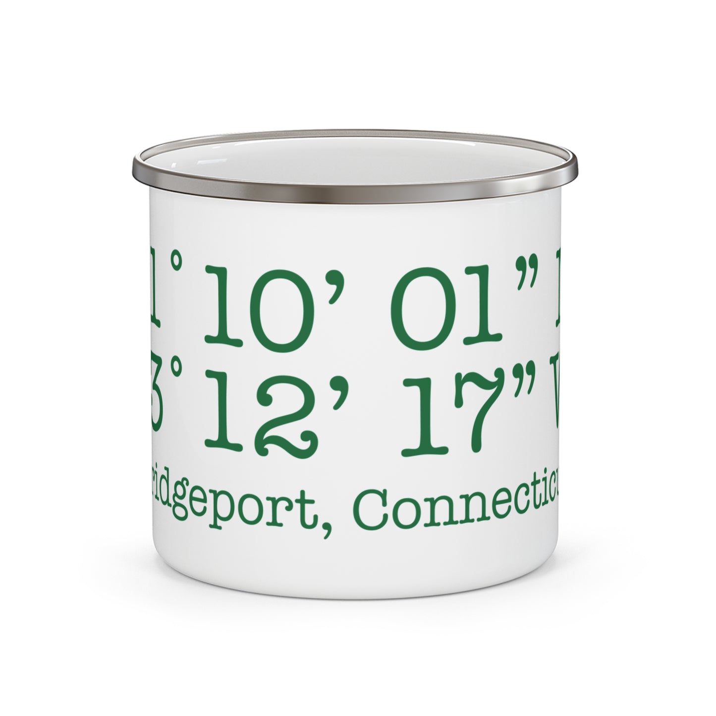 Bridgeport Coordinates Enamel Camping Mug