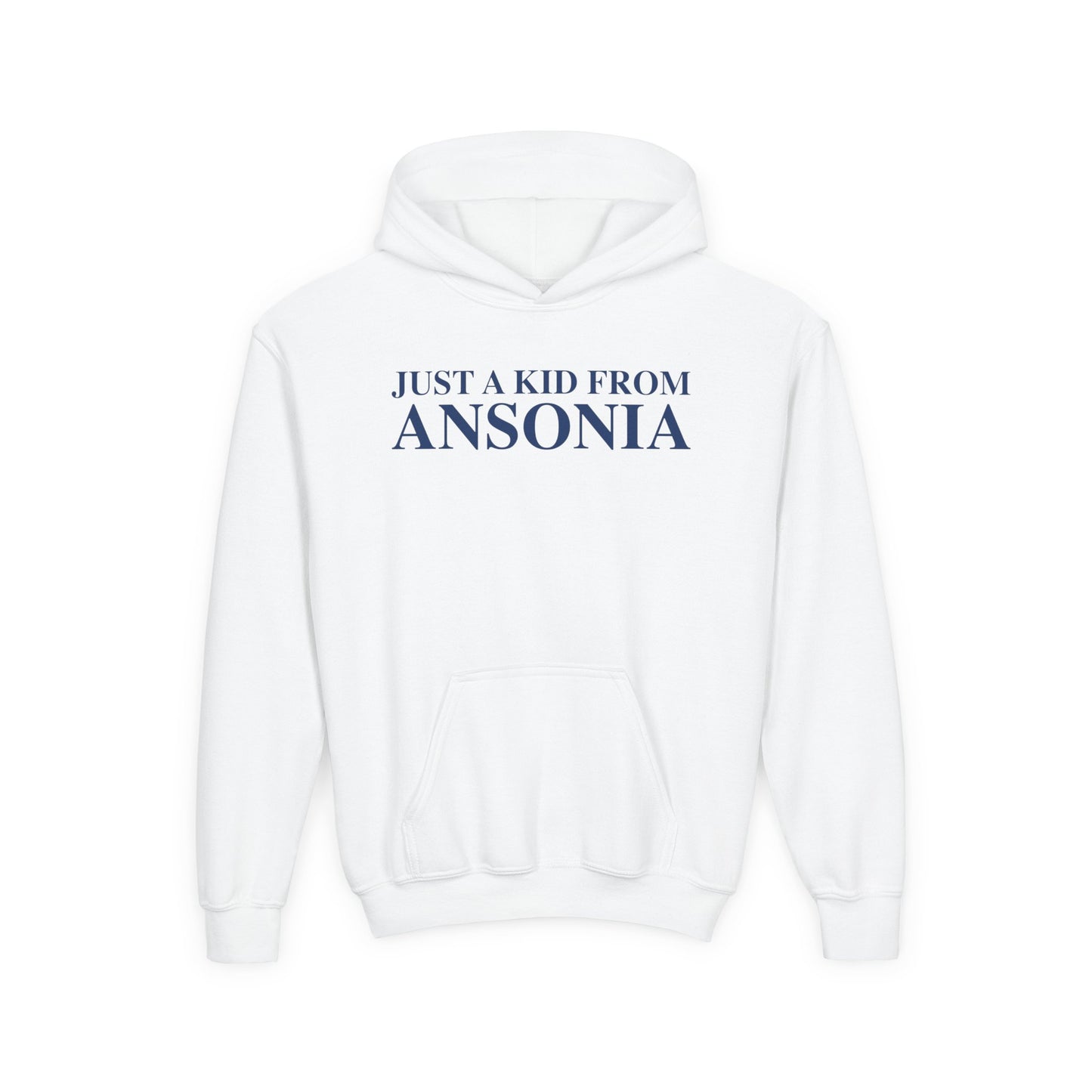 Just a kid from Ansonia Youth Heavy Blend Hooded Sweatshirt