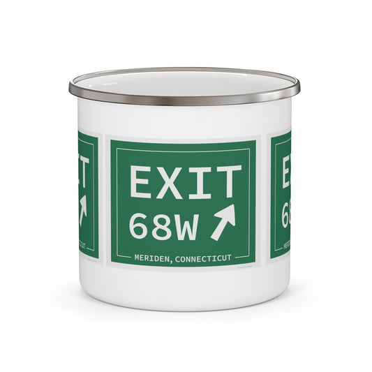Vintage Exit 68W WCP Sign Enamel Camping Mug