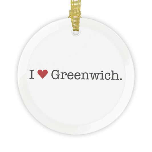 I Heart Greenwich. Glass Ornaments