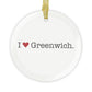 I Heart Greenwich. Glass Ornaments