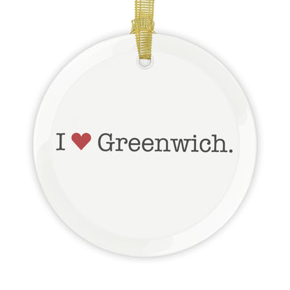I Heart Greenwich. Glass Ornaments