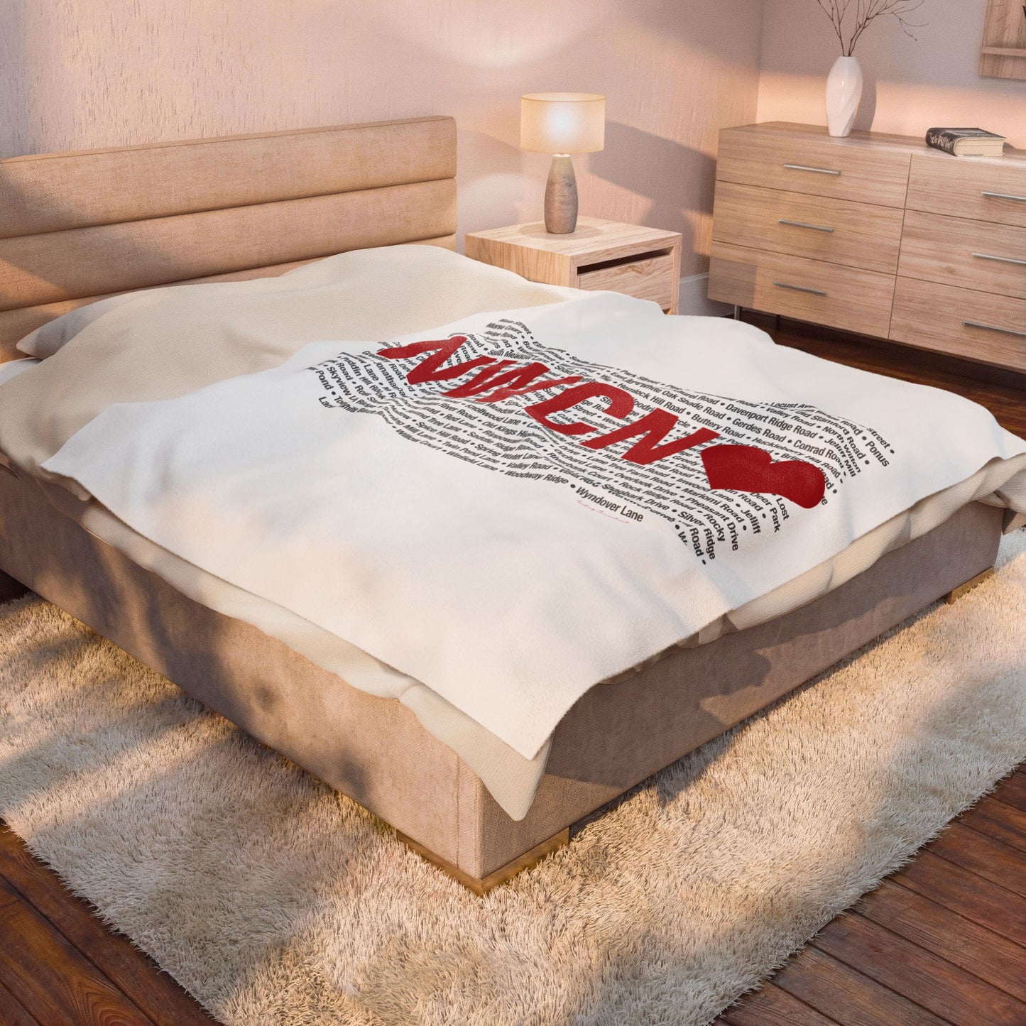 New Canaan Love Velveteen Plush Blanket