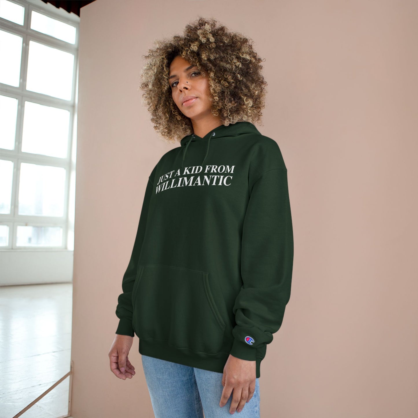 Just a kid from Willimantic Champion Hoodie