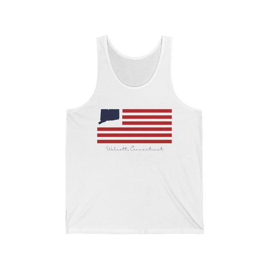 Wolcott Connecticut Flag Unisex Jersey Tank Top