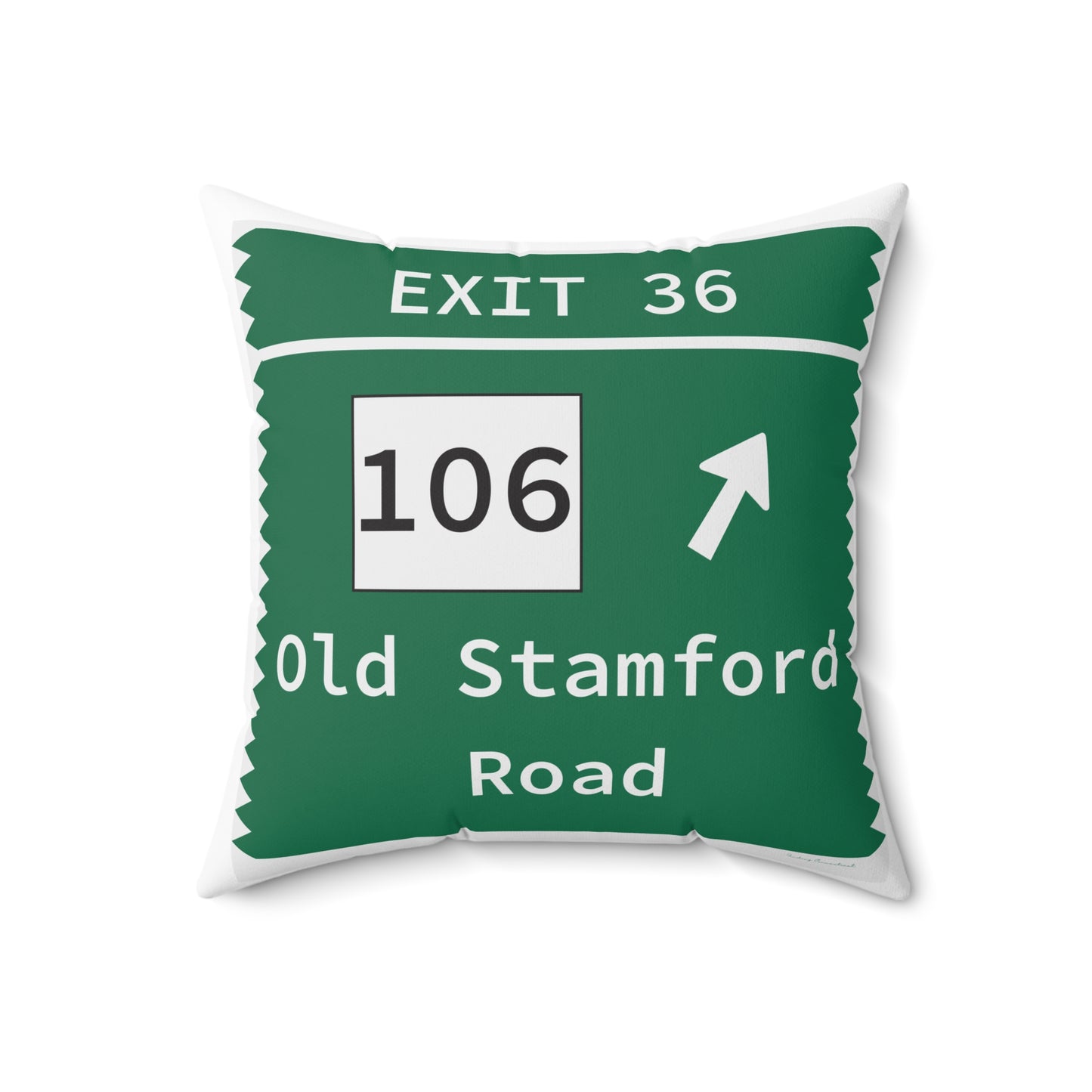 Vintage Merritt Parkway Exit 36 Sign Spun Polyester Square Pillow
