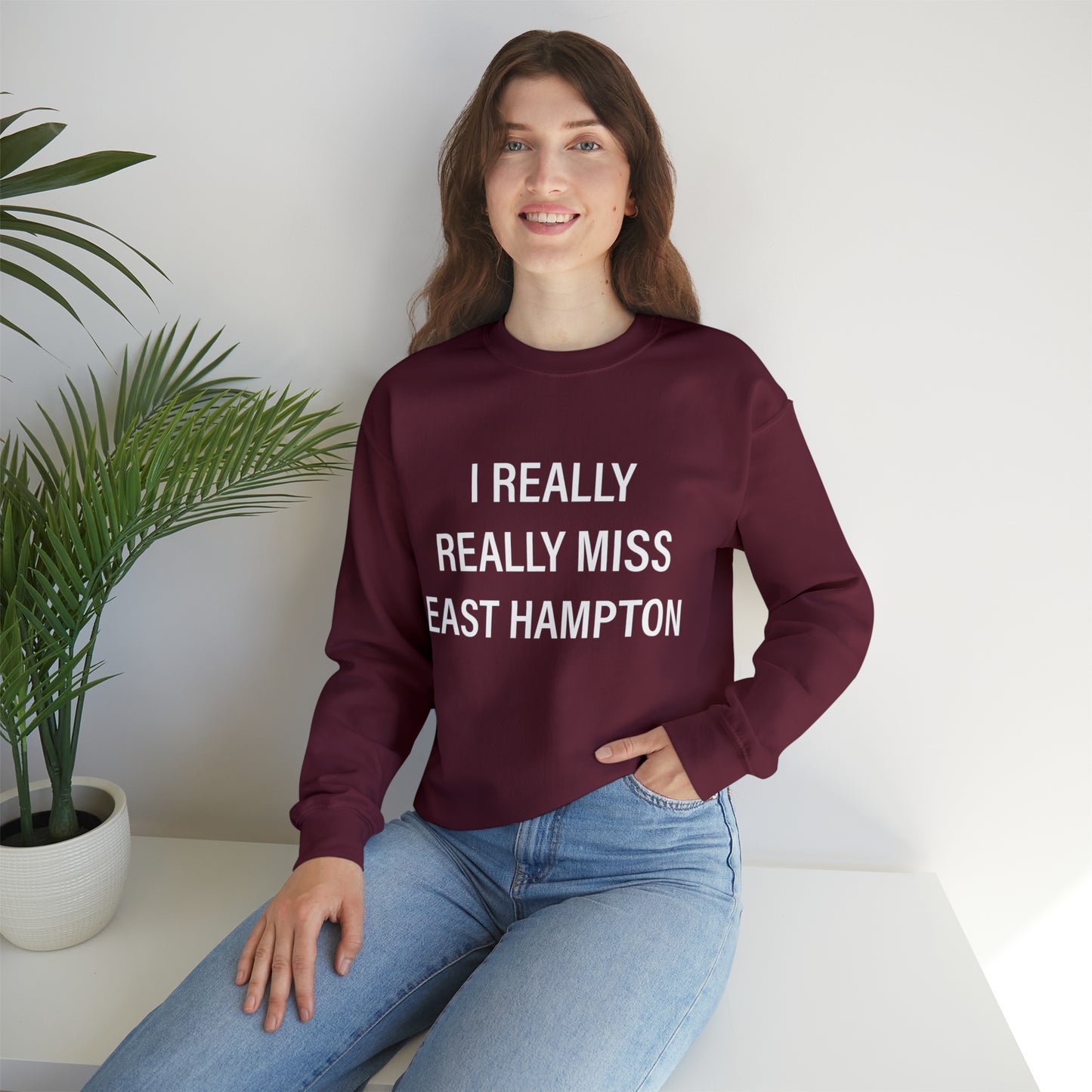 I Really Really Miss East Hampton (white) Unisex Heavy Blend™ Crewneck Sweatshirt