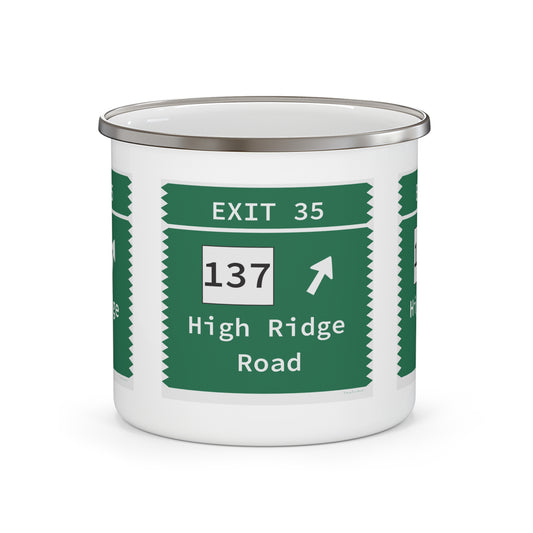 Vintage Merritt Parkway Exit 35 Sign Enamel Camping Mug