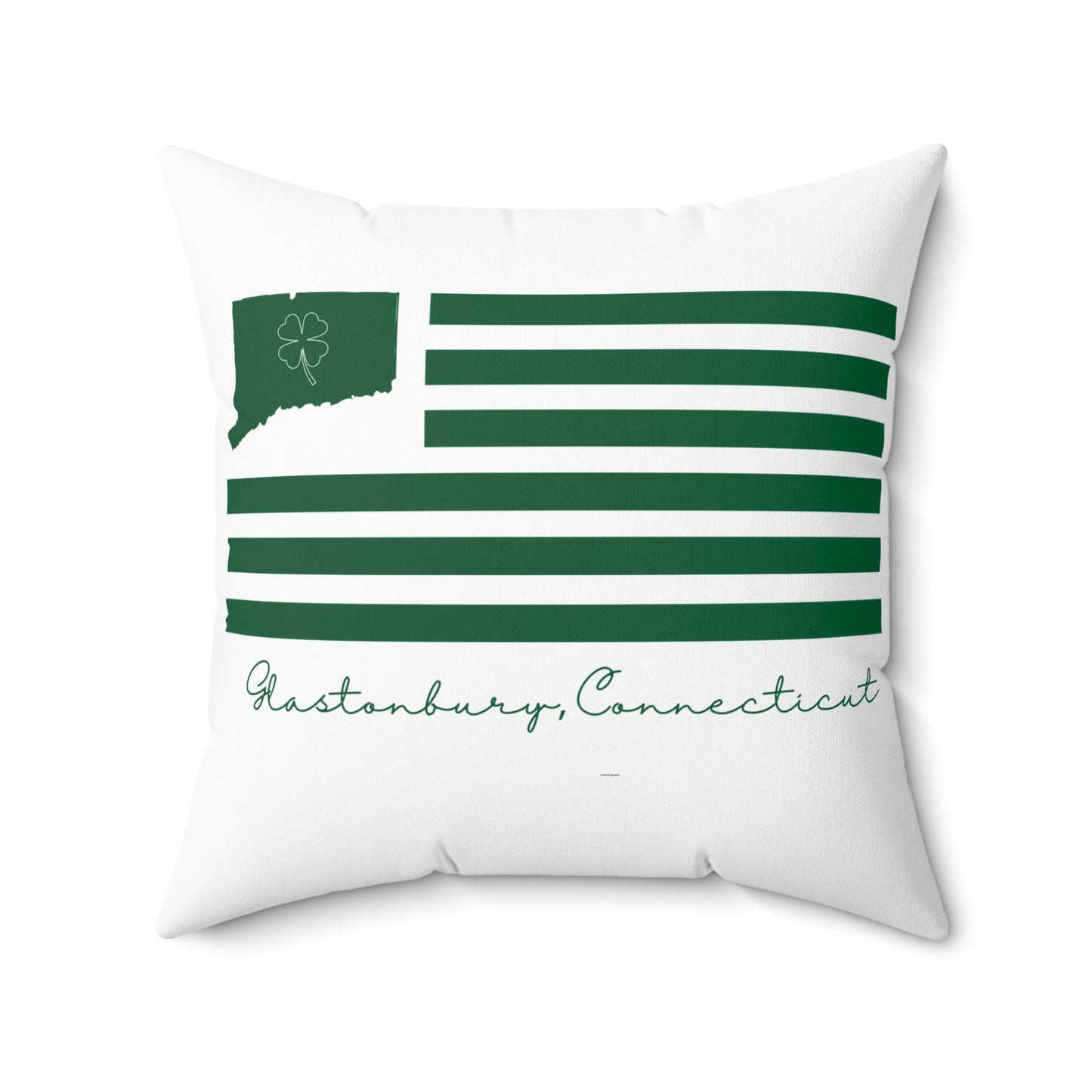 Glastonbury Connecticut St. Patrick’s Day Flag Spun Polyester Square Pillow