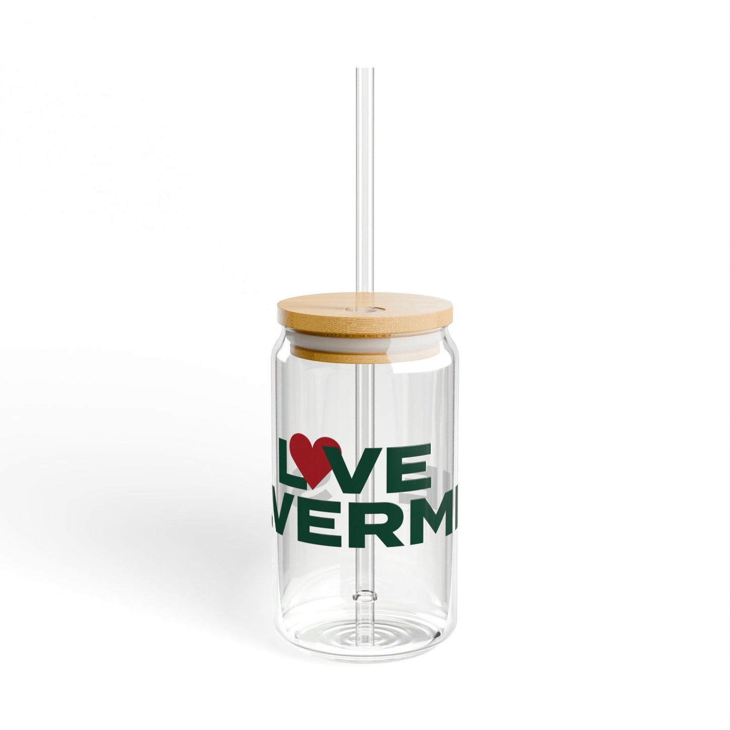 Love Silvermine Glass Can with Straw and Lid, 16oz
