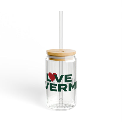Love Silvermine Glass Can with Straw and Lid, 16oz