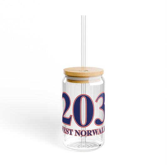 203 West Norwalk, Red, White & Blue Sipper Glass, 16oz