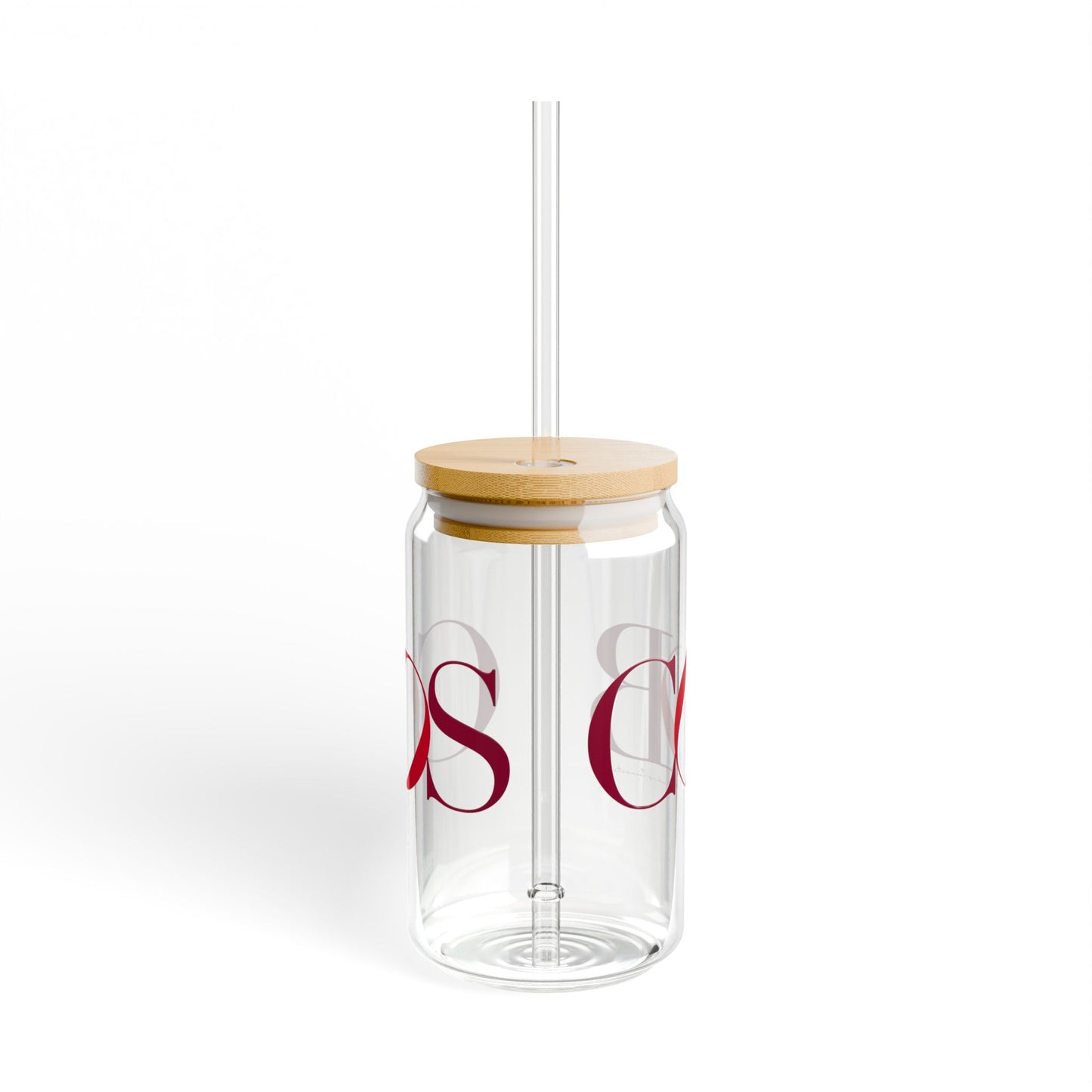 41 Tilt Cos Cob Glass Can with Straw and Lid, 16oz