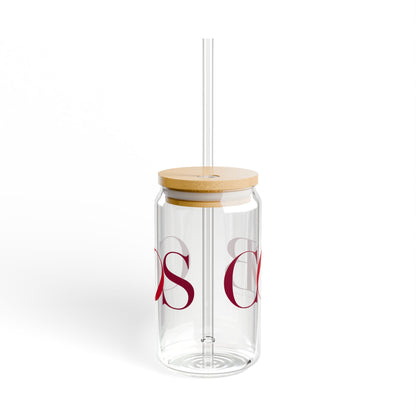 41 Tilt Cos Cob Glass Can with Straw and Lid, 16oz