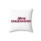 Love Greenwich Spun Polyester Square Pillow