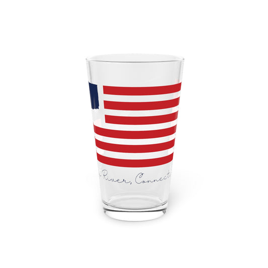 Deep River Connecticut Flag Pint Glass, 16oz