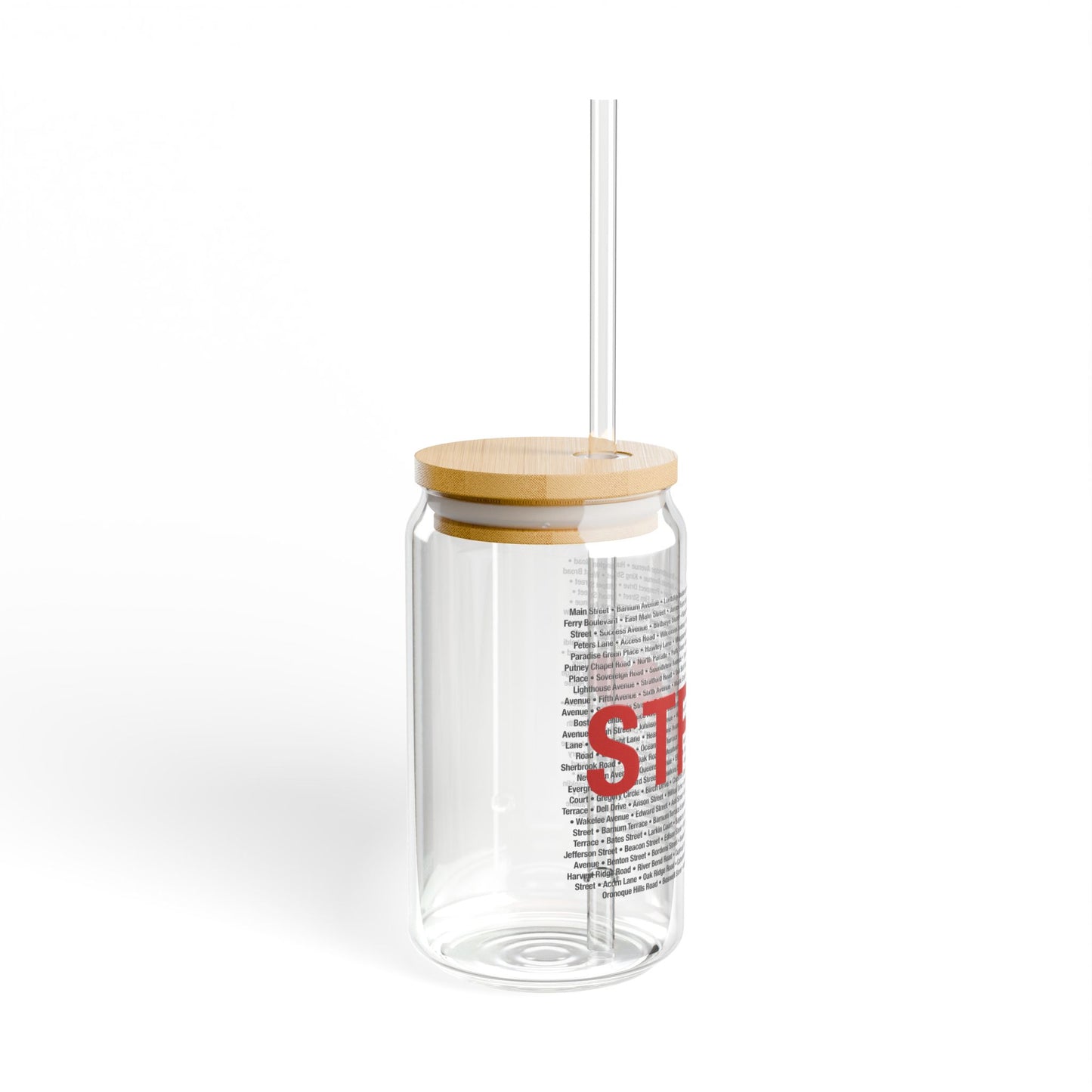 Stratford Love Glass Can with Straw and Lid, 16oz