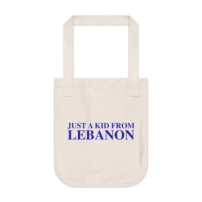 Just a kid from Lebanon Organic Canvas Tote Bag