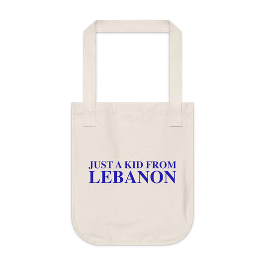 Just a kid from Lebanon Organic Canvas Tote Bag