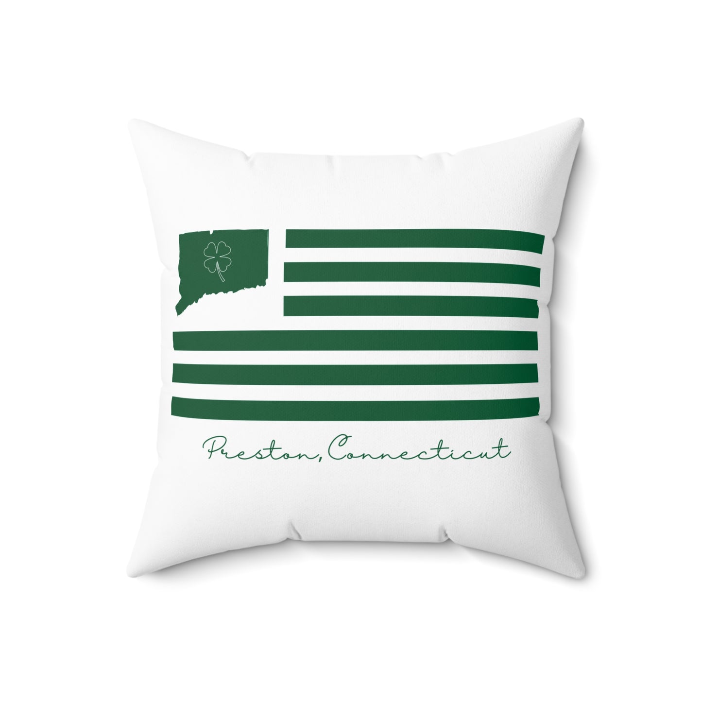 Preston Connecticut St. Patrick’s Day Flag Spun Polyester Square Pillow