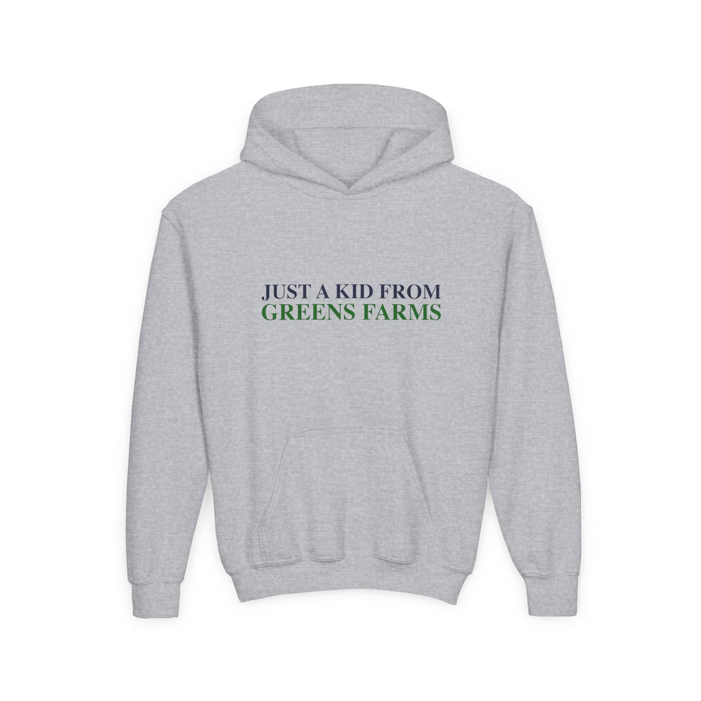 Just a kid from Greens Farms Youth Heavy Blend Hooded Sweatshirt
