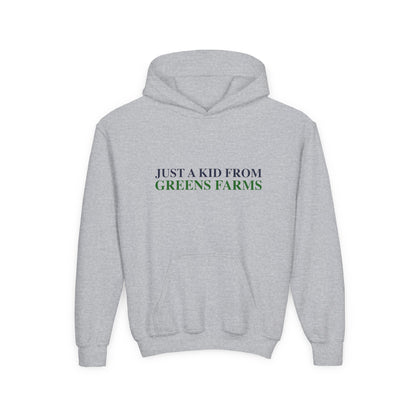 Just a kid from Greens Farms Youth Heavy Blend Hooded Sweatshirt