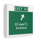 Vintage WCP Exit 62 Sign Matte Canvas, Stretched, 1.25"