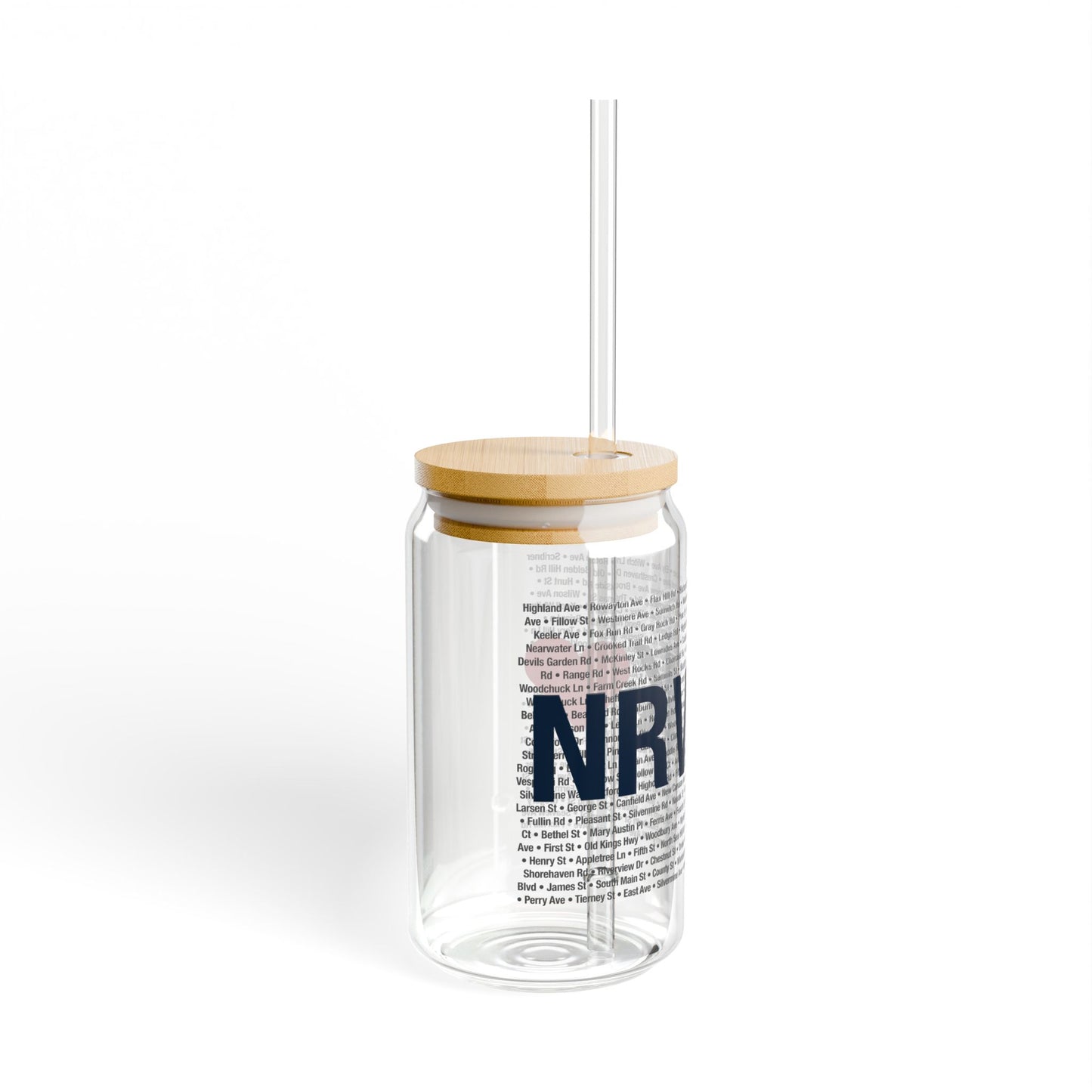 Norwalk Love Glass Can with Straw and Lid, 16oz