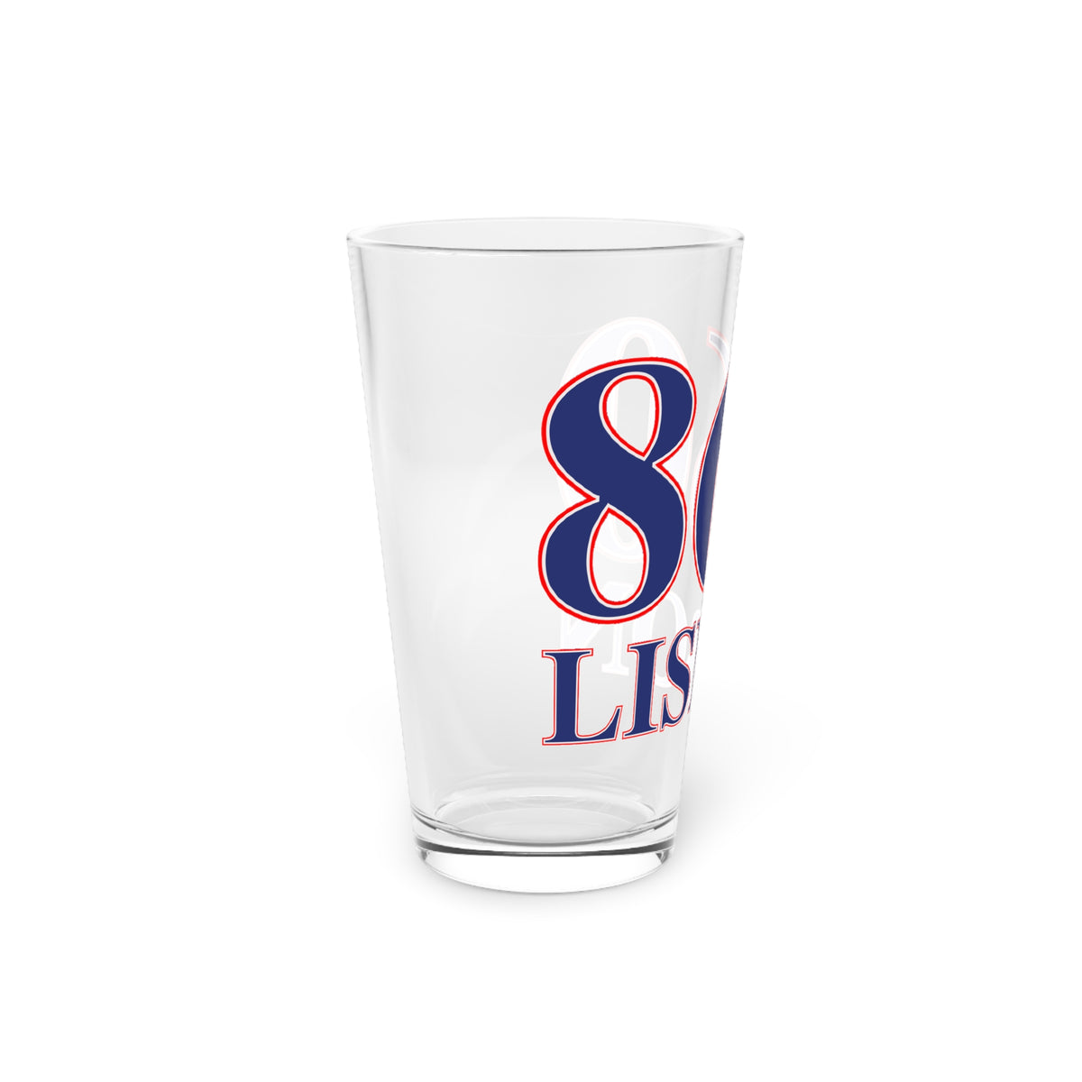 860 Lisbon Red, White & Blue Pint Glass, 16oz