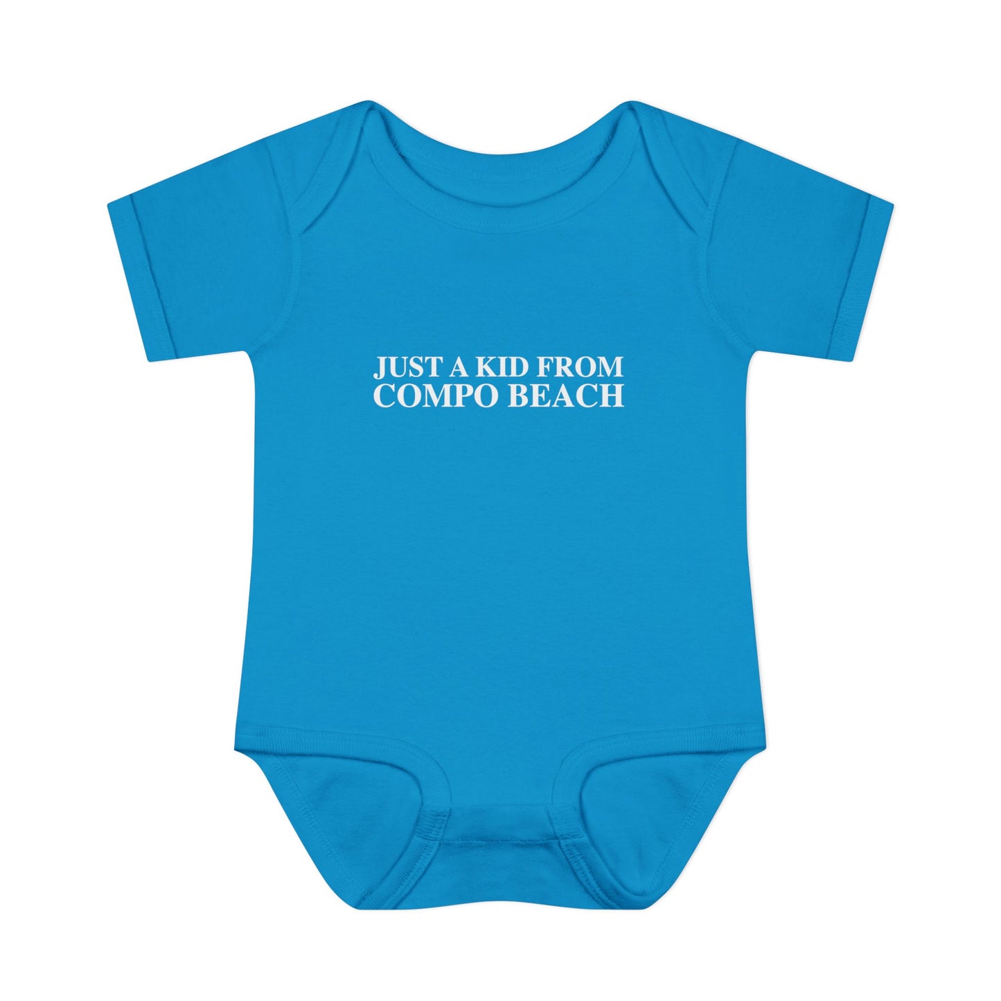 Just a kid from Compo Beach Infant Baby Rib Bodysuit