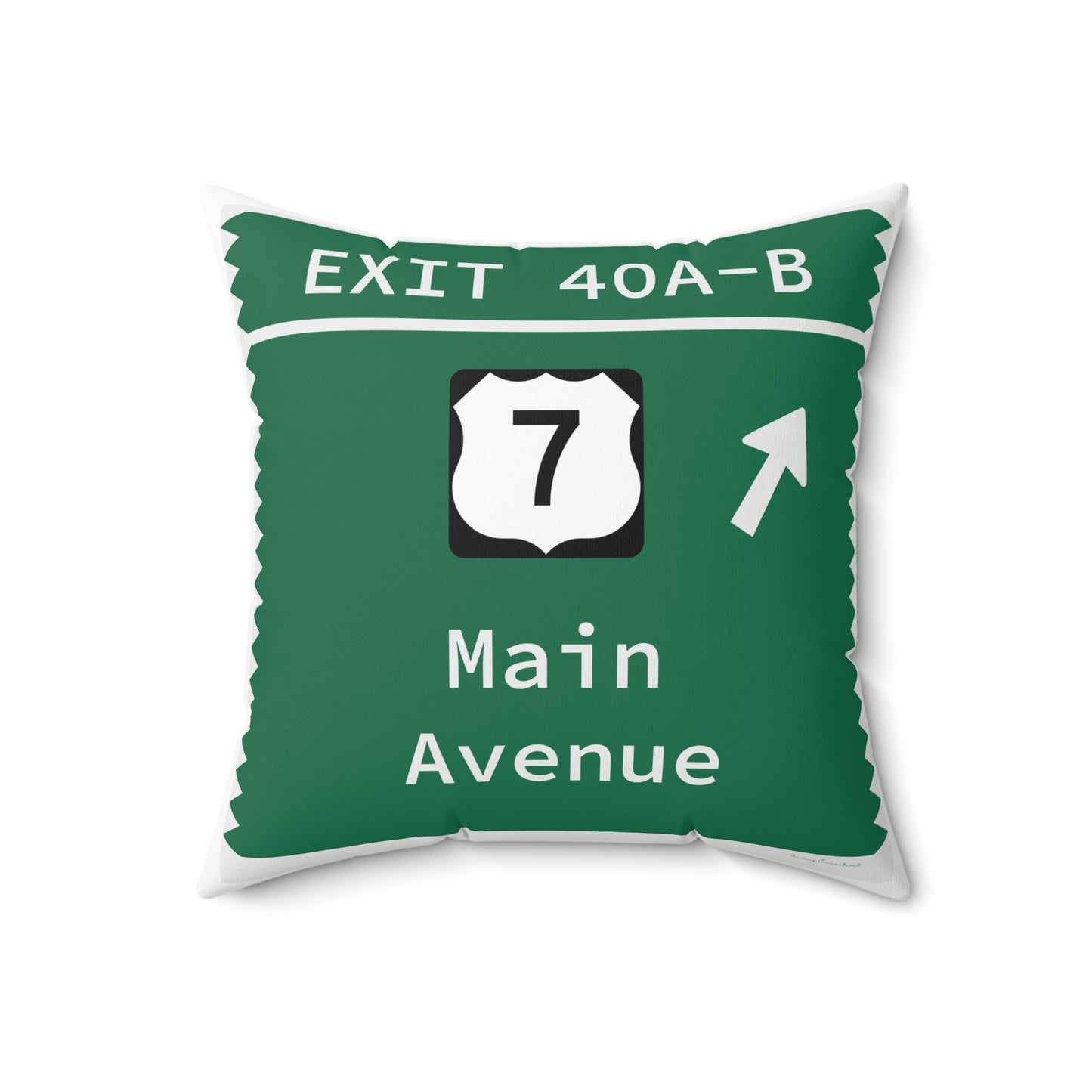 Vintage Merritt Parkway Exit 40 A-B Sign Spun Polyester Square Pillow