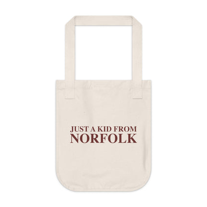 Just a kid from Norfolk Organic Canvas Tote Bag