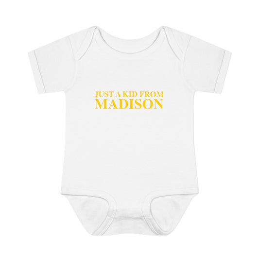 Just a kid from Madison Infant Baby Rib Bodysuit