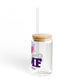I Heart STMF Glass Can with Straw and Lid, 16oz