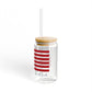 Deep River Connecticut Flag Glass Can with Straw and Lid, 16oz
