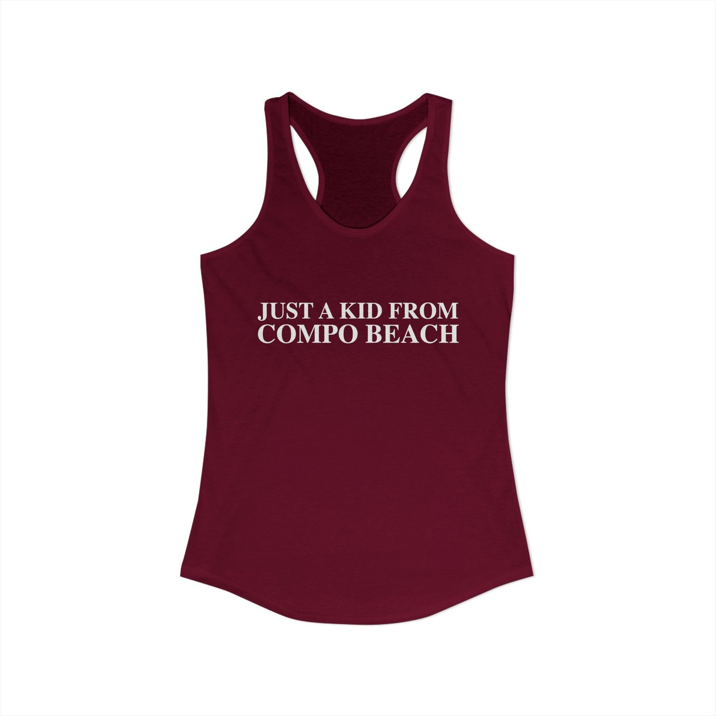 Just a kid from Compo Beach Women's Ideal Racerback Tank Top