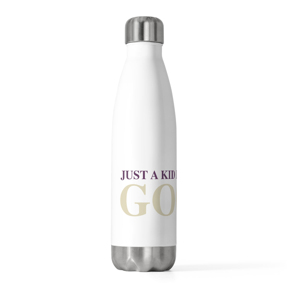 Just a kid listening to Goose - Cream & Purple 20oz Insulated Bottle