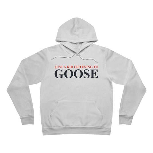 Just a kid listening to Goose - Blue & Orange Unisex Sponge Fleece Pullover Hoodie