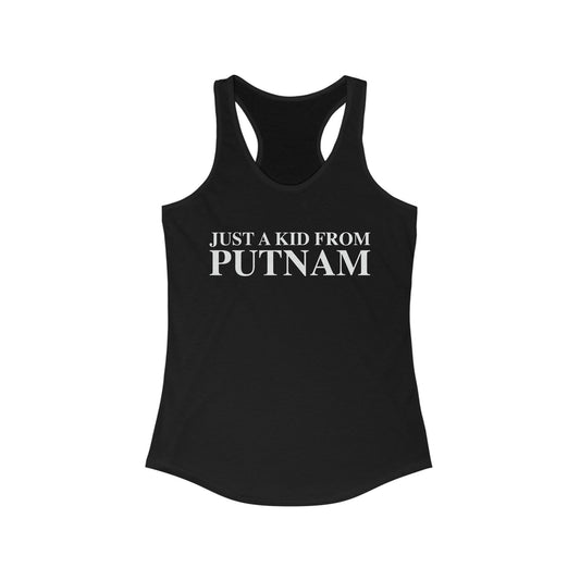 Just a kid from Putnam Women's Ideal Racerback Tank Top