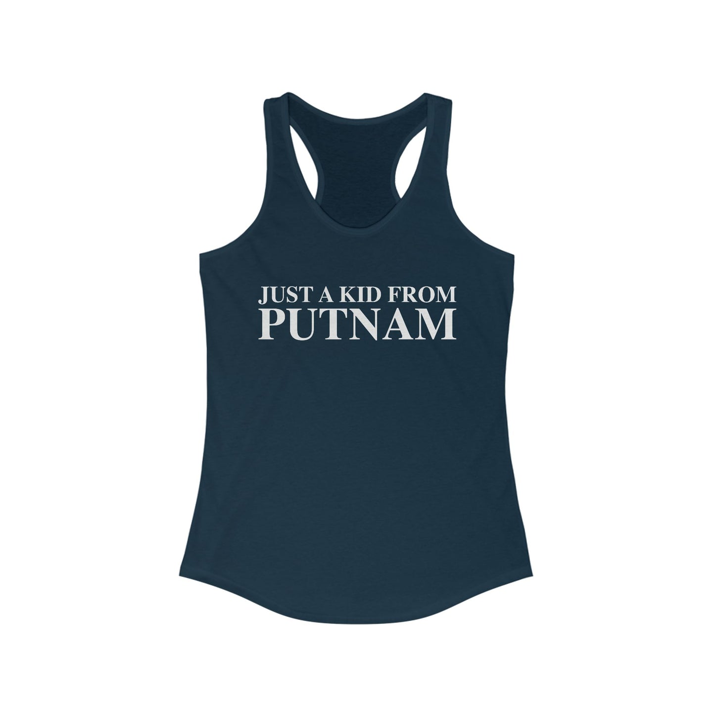 Just a kid from Putnam Women's Ideal Racerback Tank Top