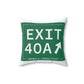 Vintage Exit 40A Merritt Parkway Sign Spun Polyester Square Pillow