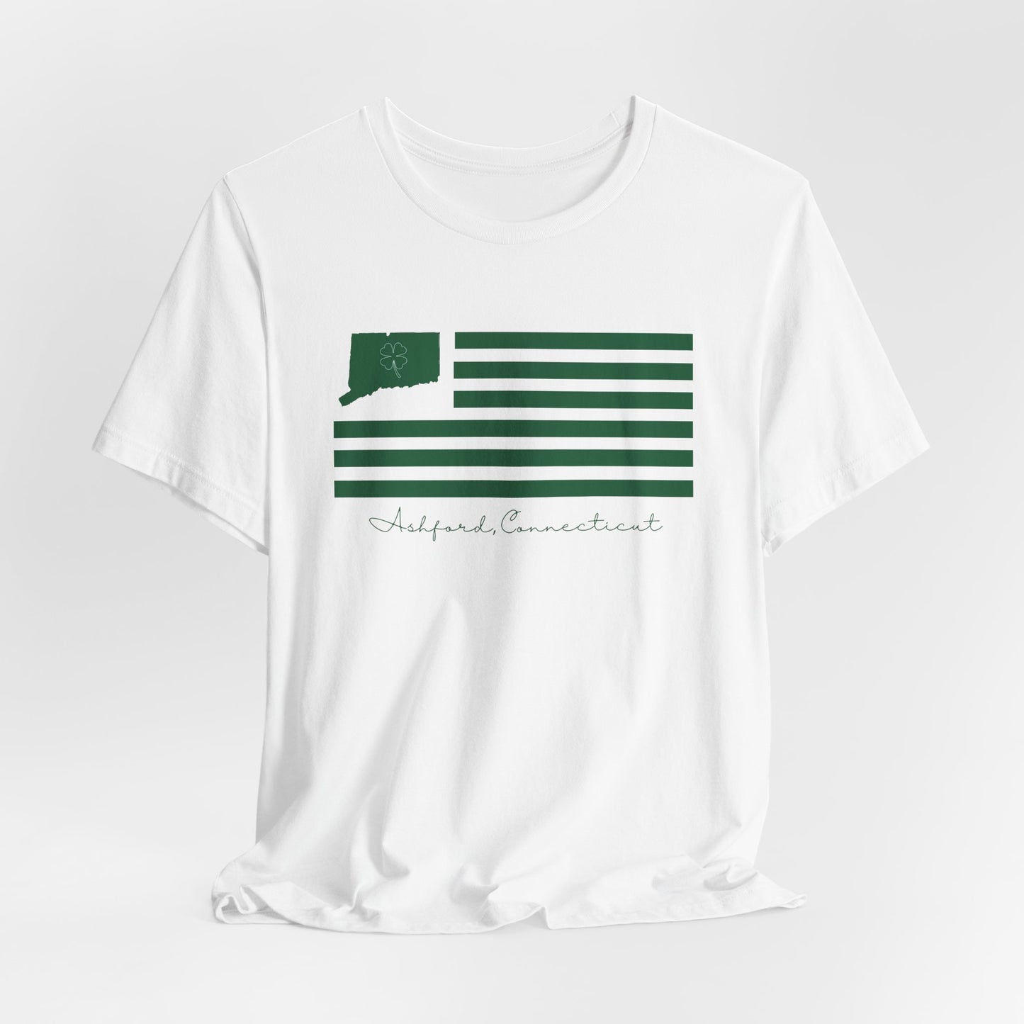 Ashford Connecticut St. Patrick’s Day Flag Unisex Jersey Short Sleeve T-Shirt