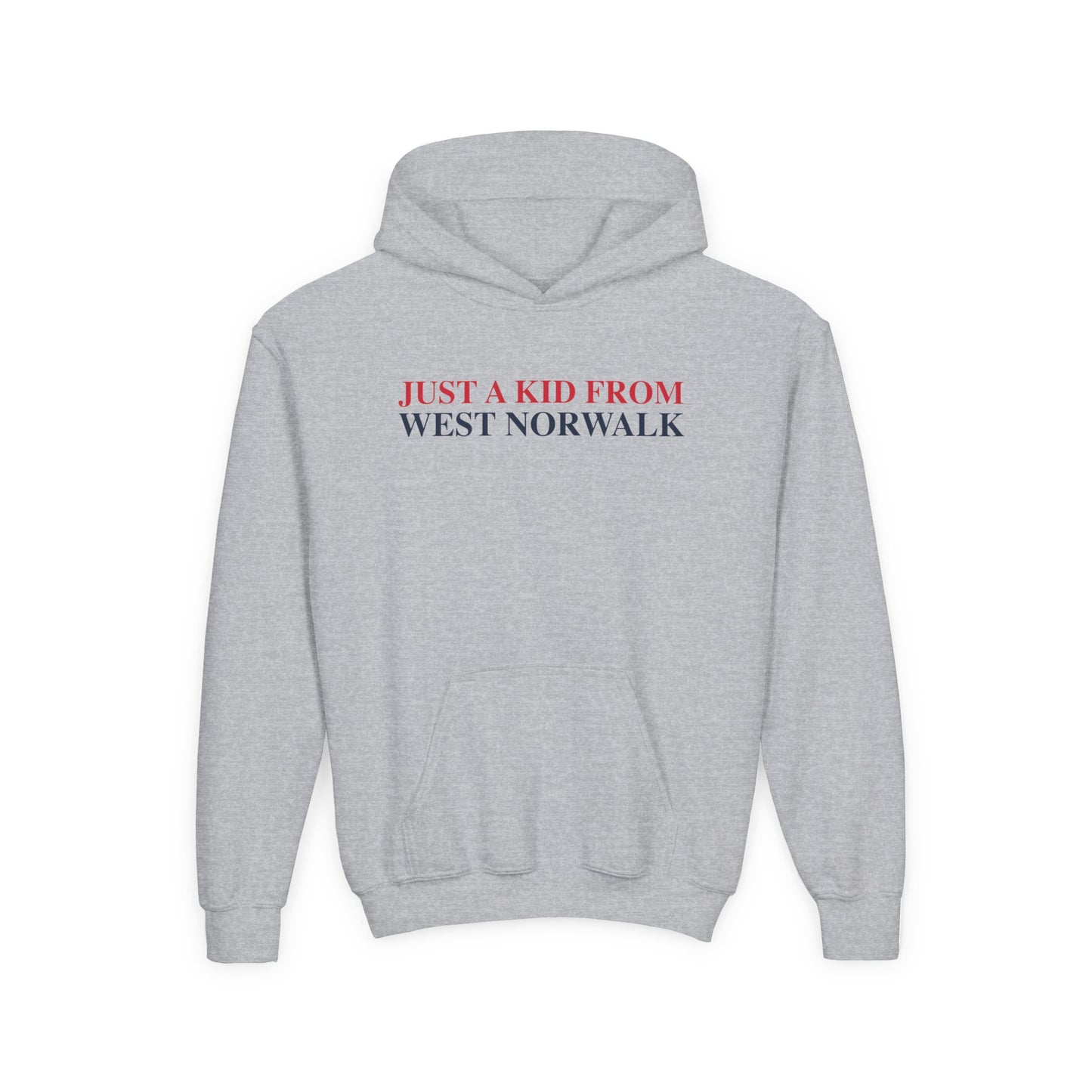 Just a kid from West Norwalk Youth Heavy Blend Hooded Sweatshirt